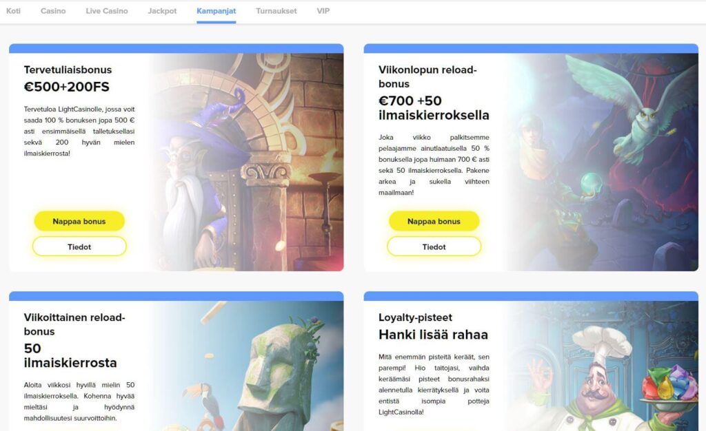 Kampanjat Lightcasinolla