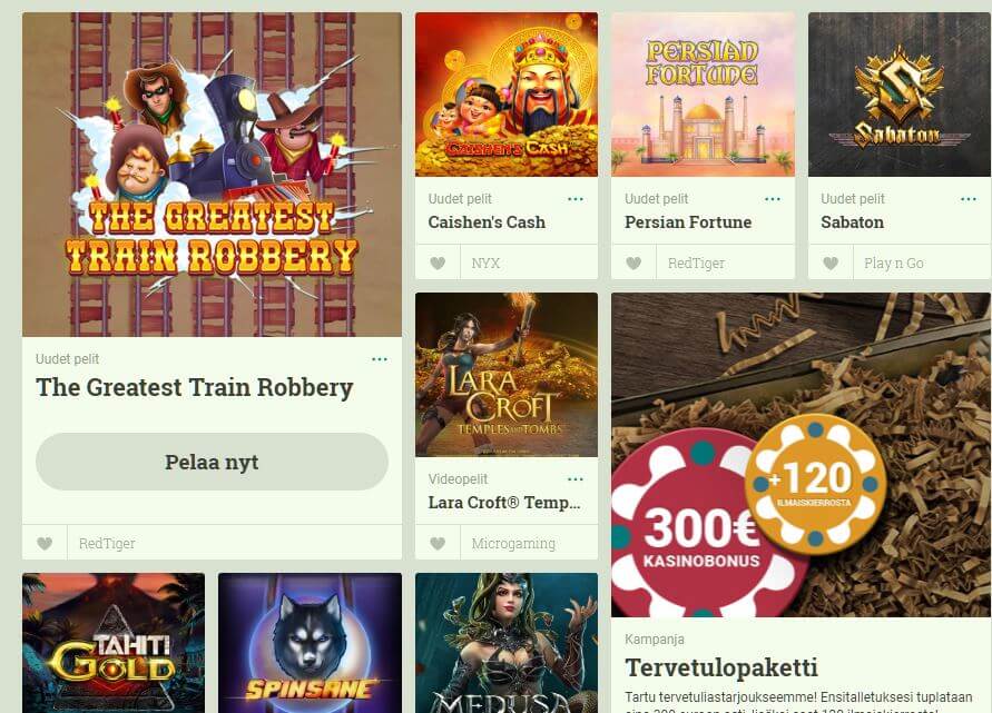 pelit ja tarjoukset valikossa