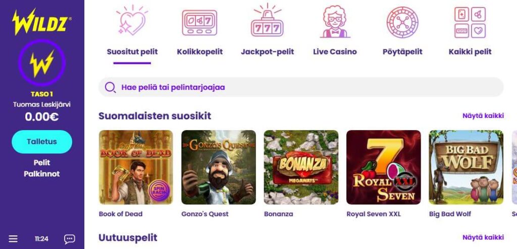 wildz netticasinon kolikkopelit