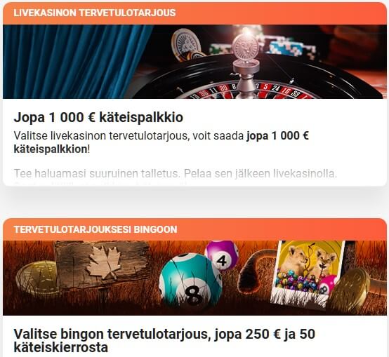kasinobonuksia live ja bingo