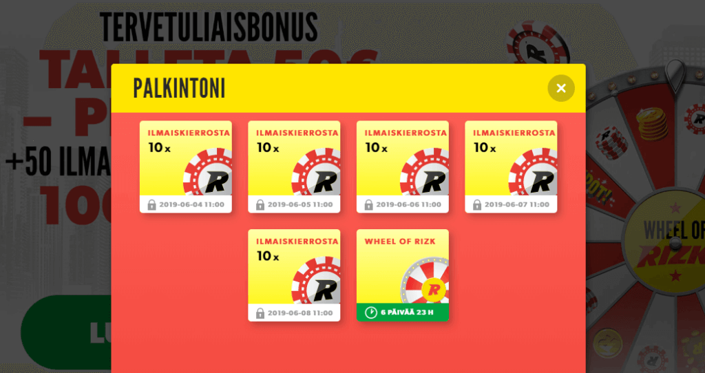 rizk kasino palkinnot