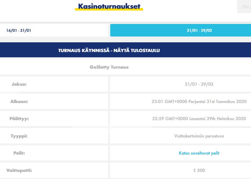 go slotty kasinon turnaus